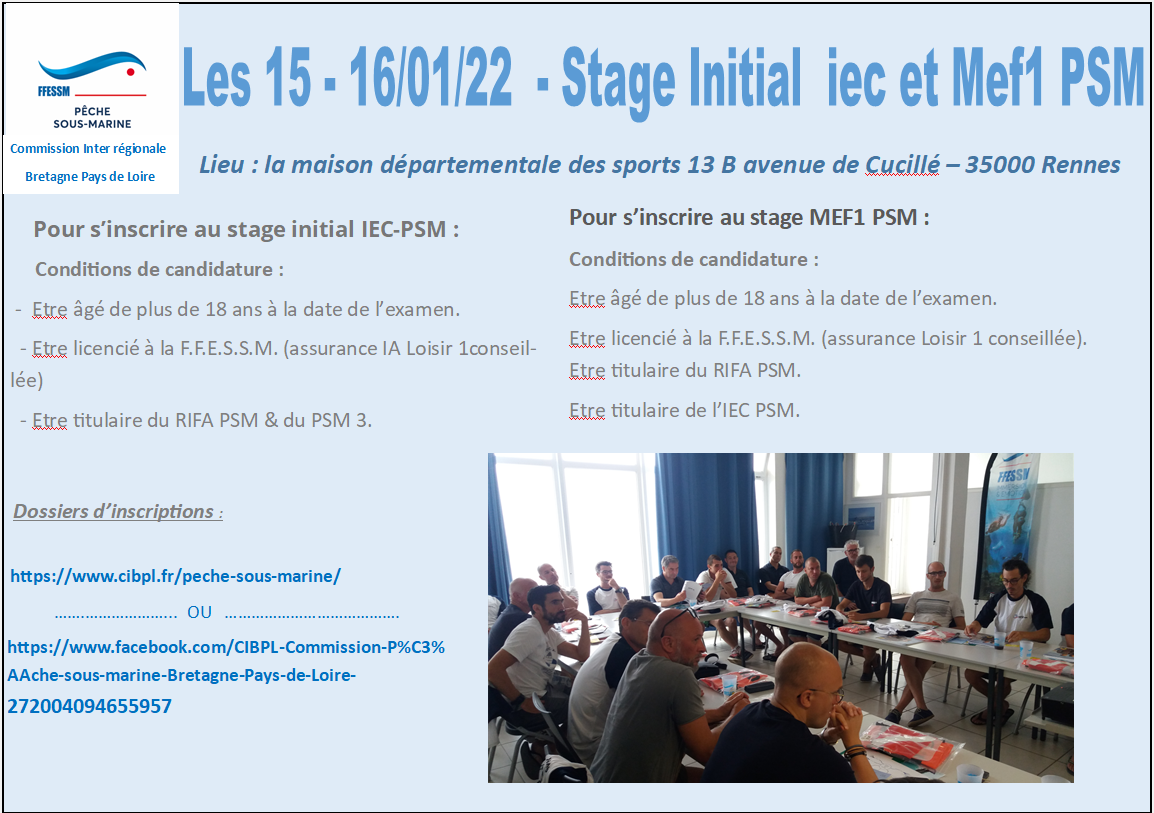 Stage initial IEC et MEF1 PSM